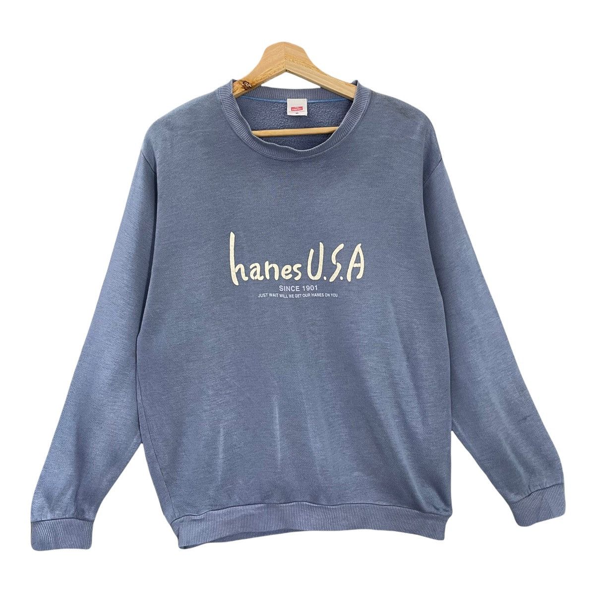 Vintage Hanes Usa Big Logo Crewneck Sweatshirt Size M