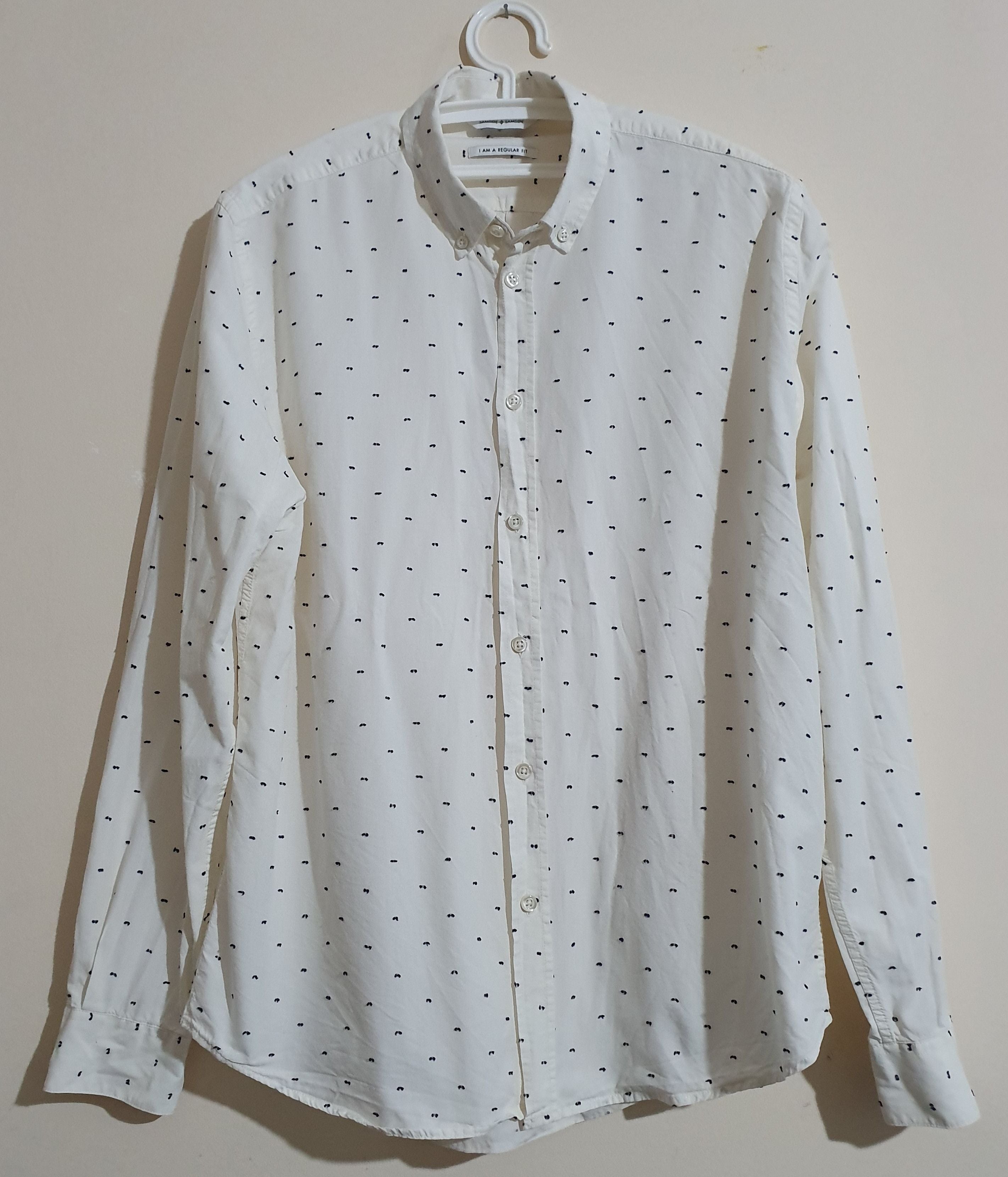 Samsoe Samsoe Samsoe White Cotton Shirt Blue Details Hoodie, Sweatshirt | FlexRushtees.com