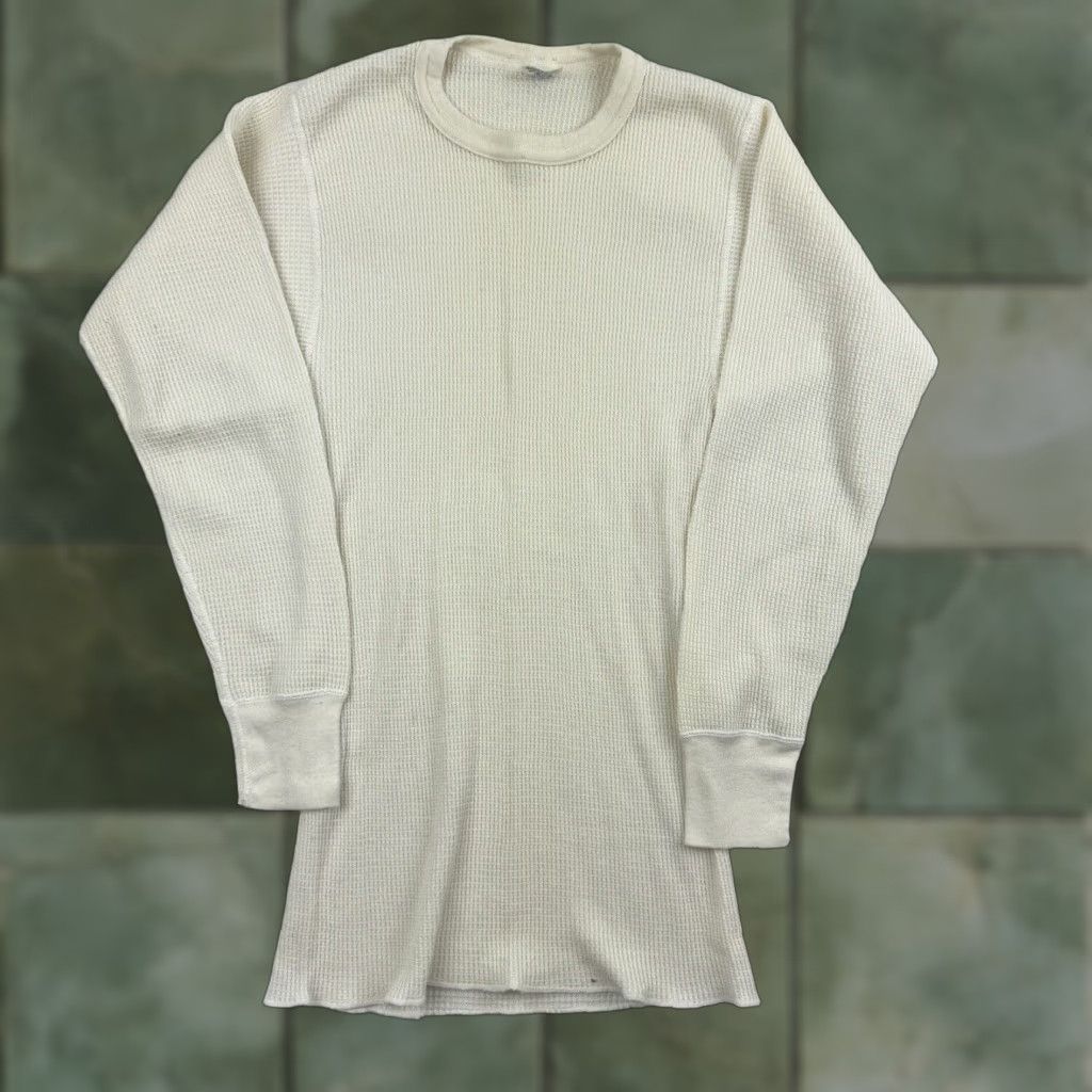 Vintage Thermal T Shirt Adult L White 60s 70s Grunge J E Morgan Mens Slim Stained