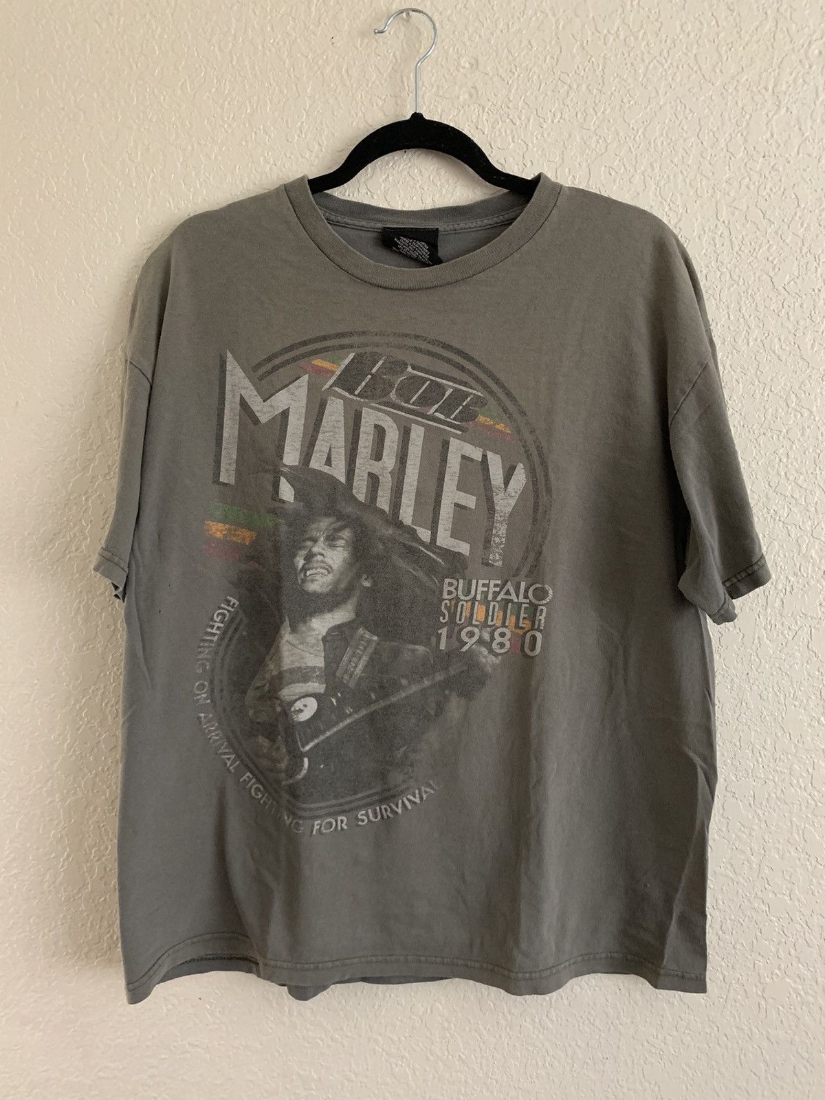 1990s Vintage Bob Marley Olive Green T Shirt Hoodie, Sweatshirt | FlexRushtees.com