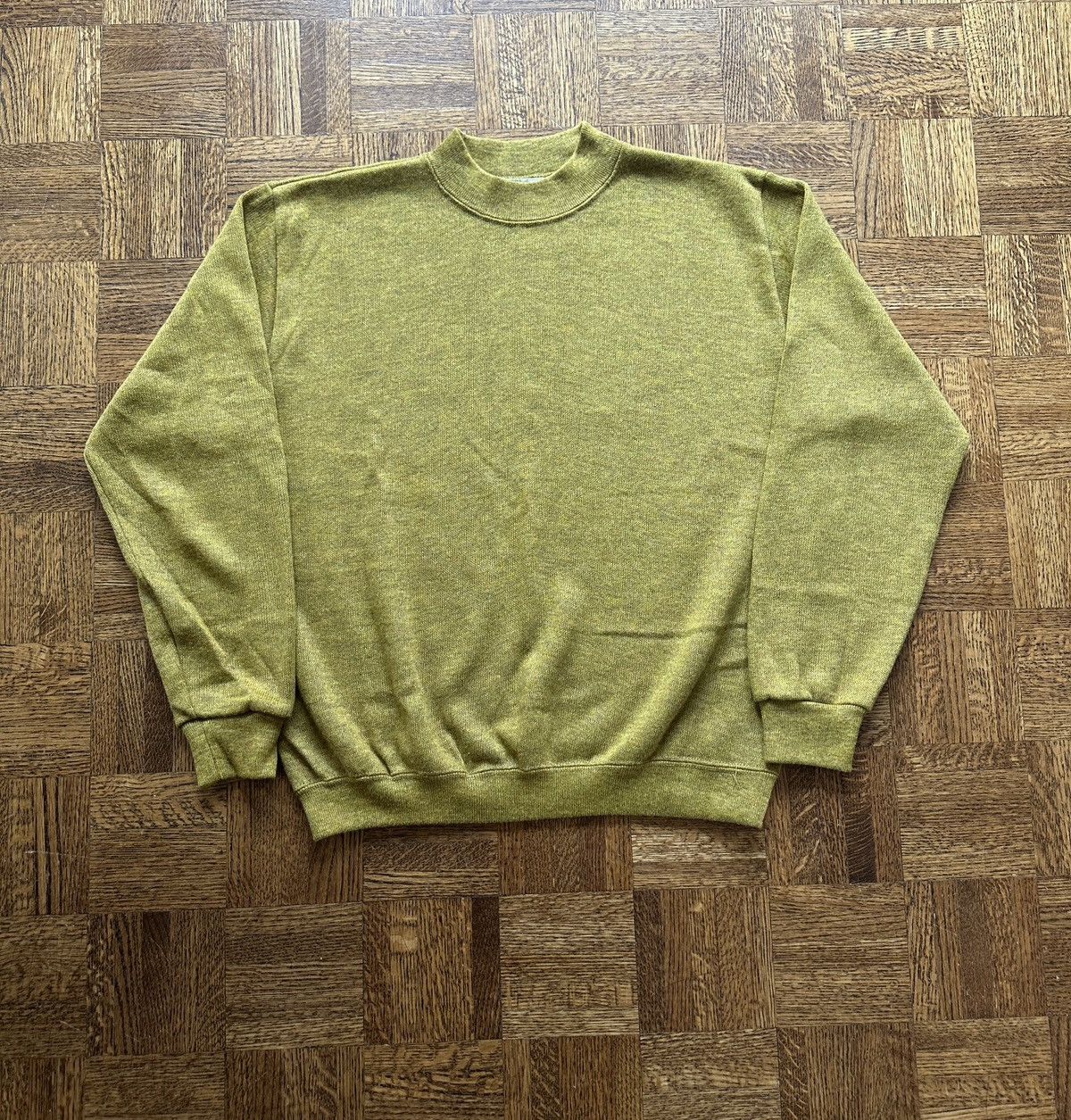 Vintage 60s Creslan And Rayon Chartreuse Knit Sweater