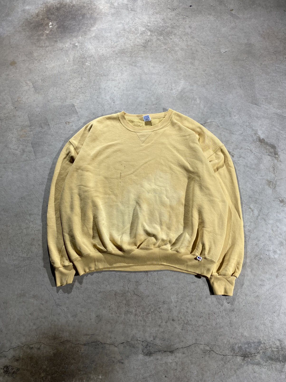 Vintage 90 S Russell Yellow Crewneck Sweatshirt