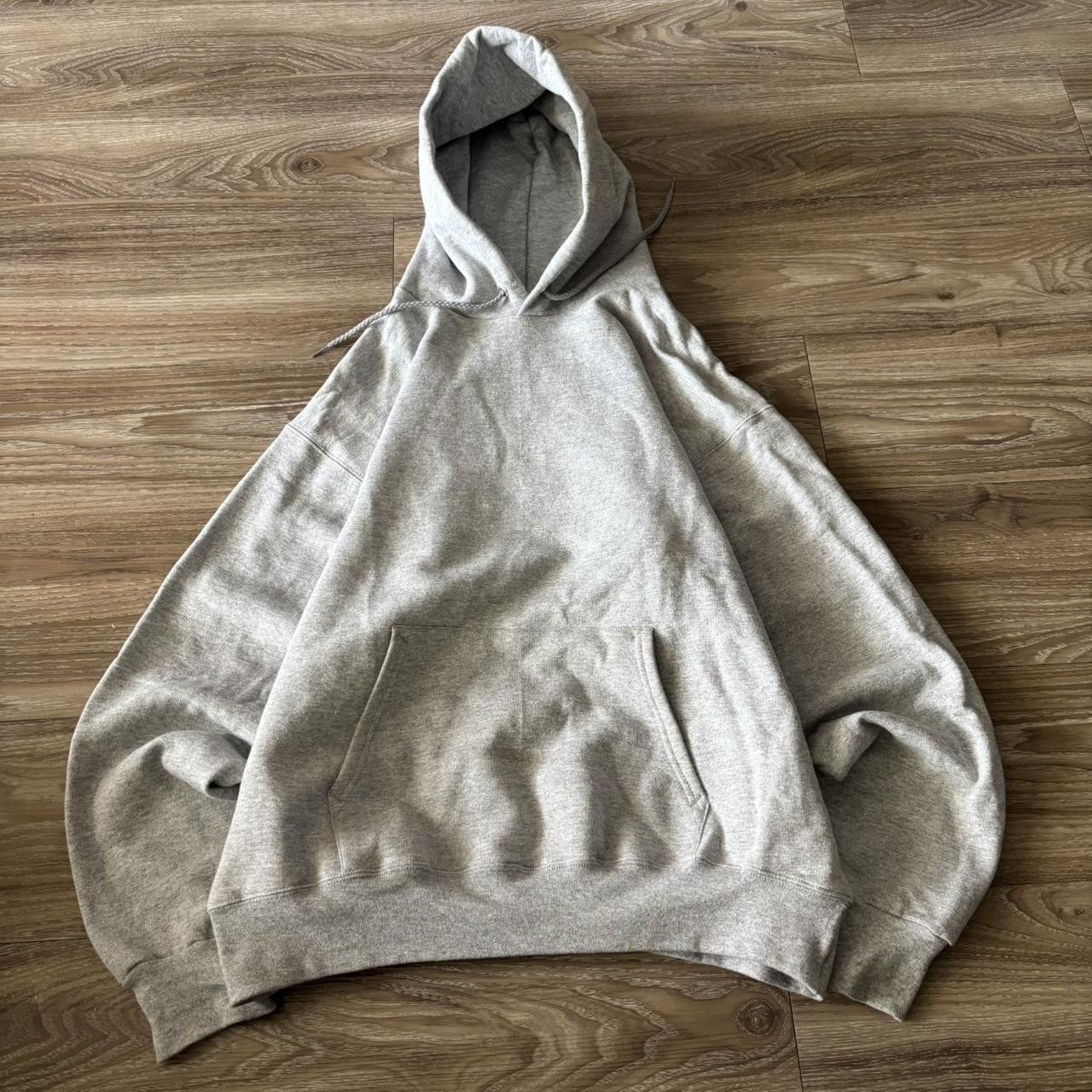 Russell Athletic Crazy Vintage Y2k 2000s Grey Blank Russell Style Heavyweight Essential Hoodie Size
