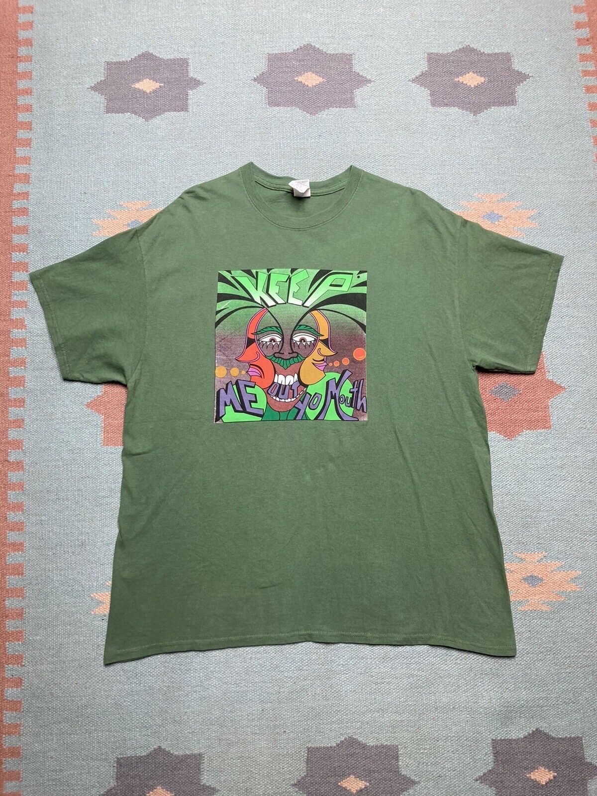Vintage Psychedelic Keep Me Out Yo Mouth Graphic T Shirt Faces Xl