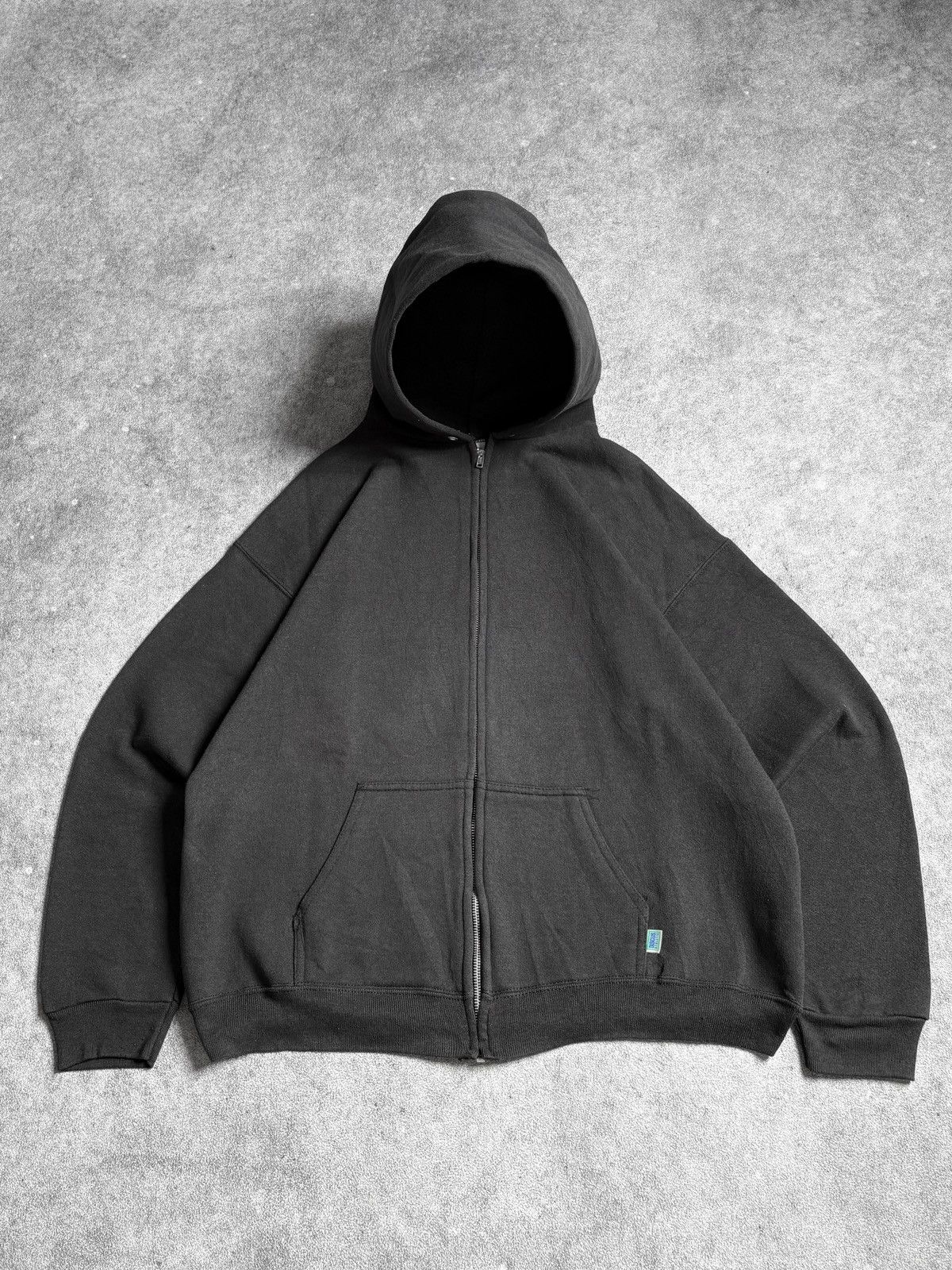 Russell Athletic Faded Black Zip Up Russell Style Hoodie 90s
