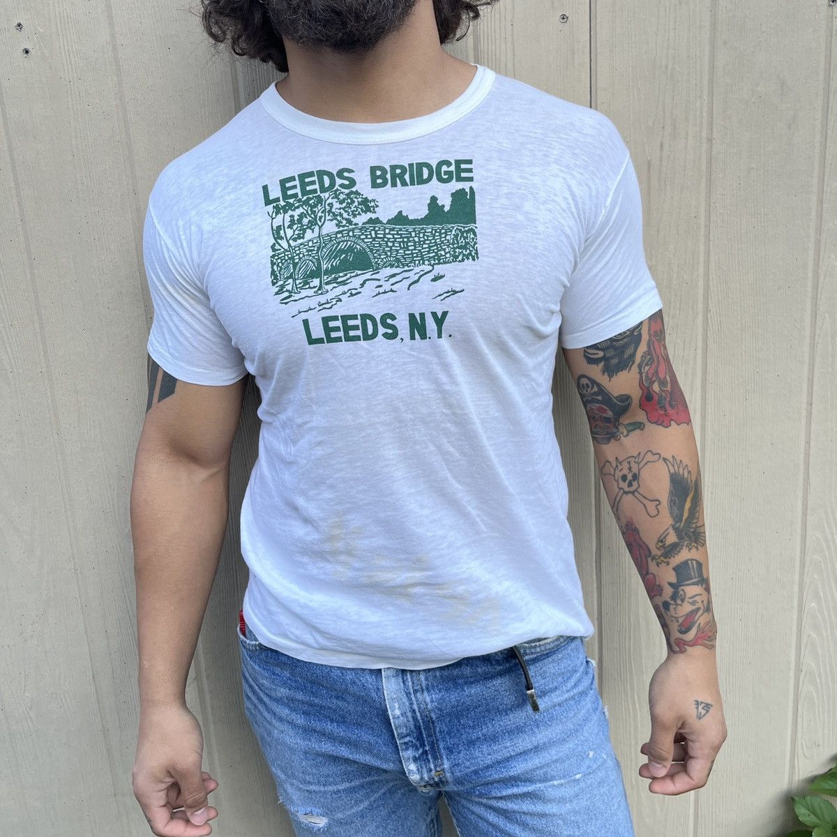 Vintage 1950s 60s Skivvies Leeds Bridge Ny Shirt