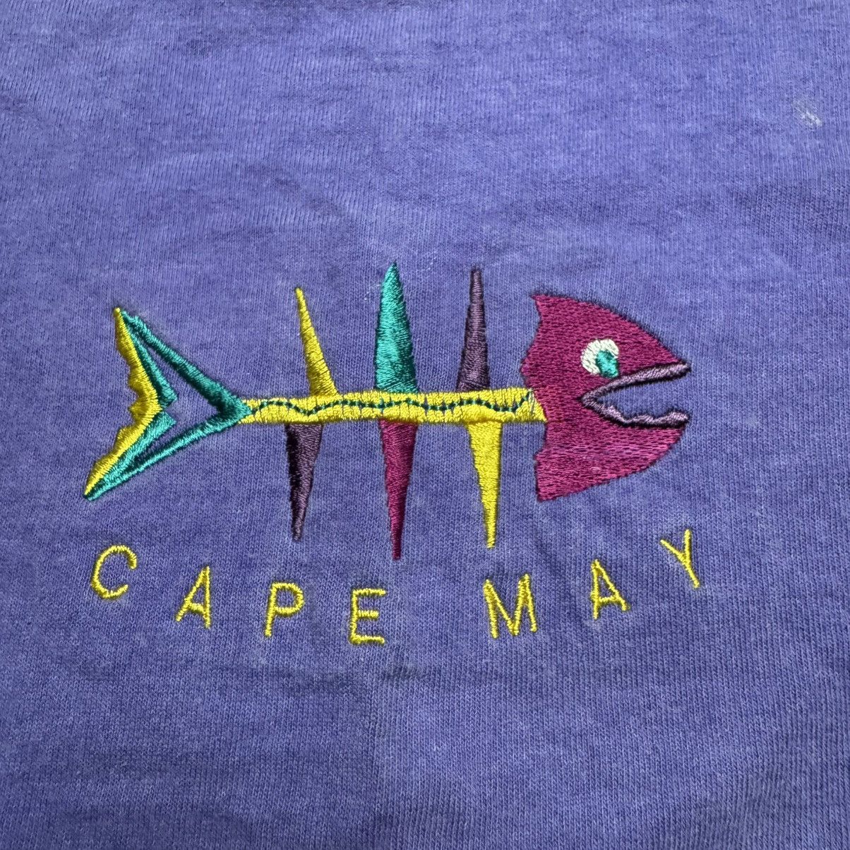 Vintage Oneita Cape May Embroidered Fish Skeleton T Shirt Hoodie, Sweatshirt | FlexRushtees.com