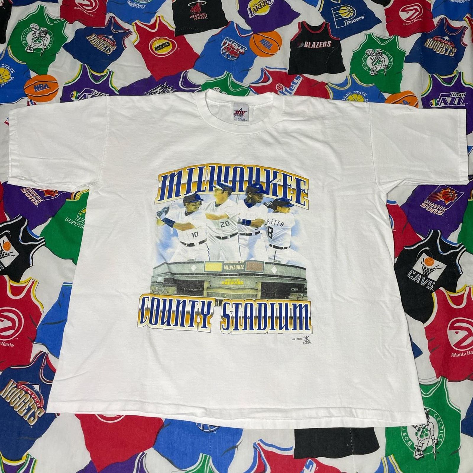 Vintage Y2k 2000 Mlb Milwaukee Brewers County Stadium Baseball Tee Hoodie, Sweatshirt | FlexRushtees.com