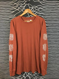 Billabong Gallery Rust Orange Tribal Sleeve Print Tee Size L