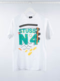 Vintage Stussy N 4 Abstract Tee White 2010s Deadstock Hoodie, Sweatshirt | FlexRushtees.com