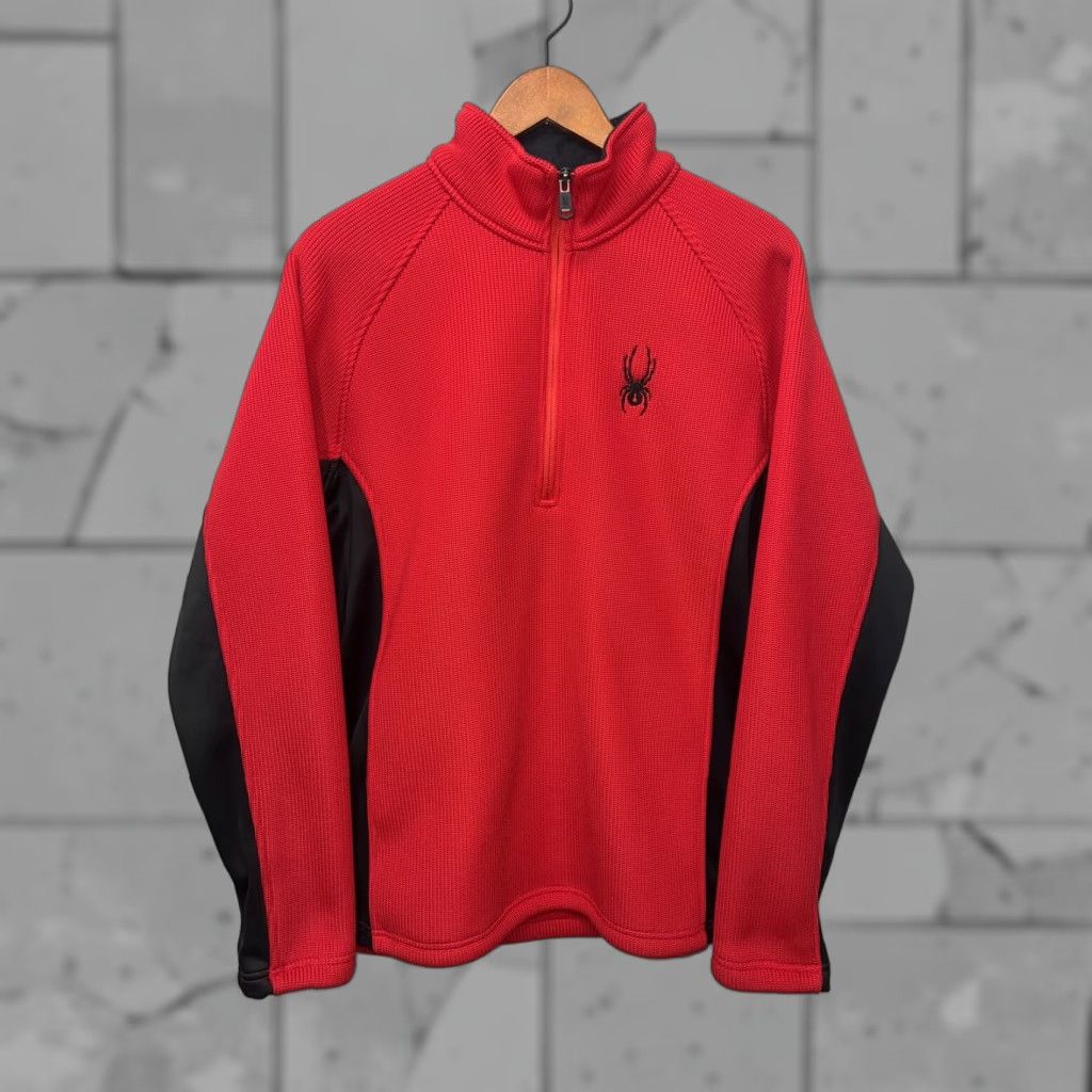 Vintage Spyder Men S Sweater Half Zip Fleece Lined Pullover Cozy Red Size L