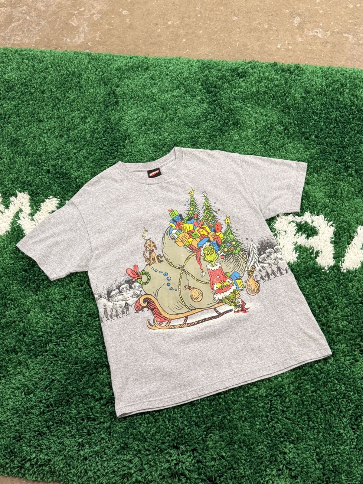 Vintage Rare Grinch All Over Print Puff Whoville Tee Sz Large Grail Hoodie, Sweatshirt | FlexRushtees.com