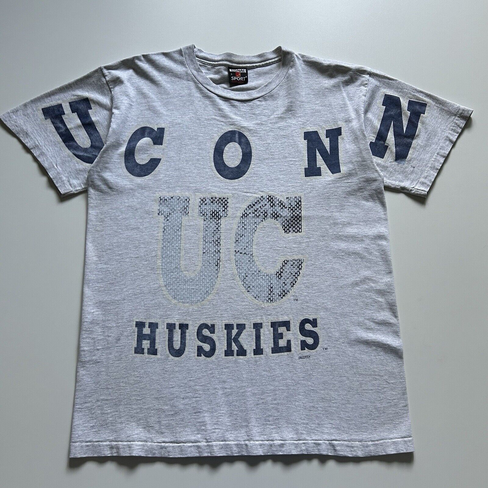 Vintage 90s Uconn Huskies Ncaa Spell Out T Shirt Large Rare Hoodie, Sweatshirt | FlexRushtees.com