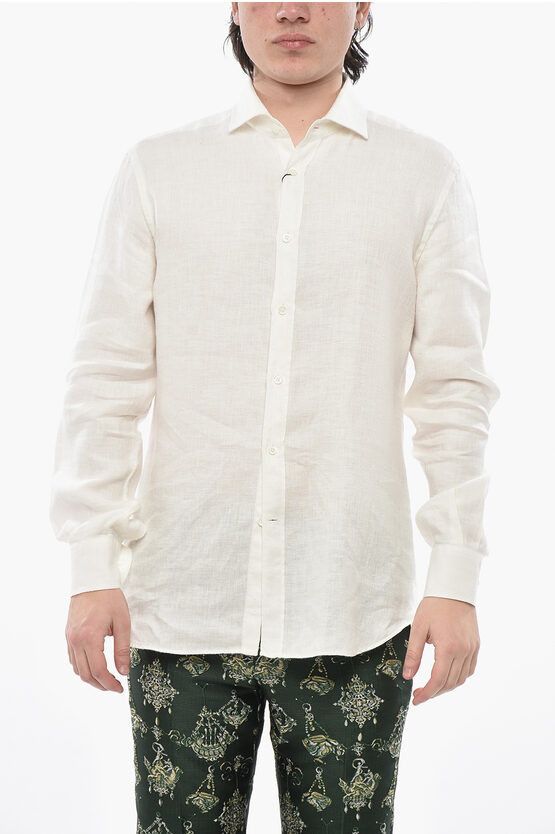 Corneliani Linen Shirt With French Collar Hoodie, Sweatshirt | FlexRushtees.com