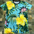 Vintage Tropical Mens Shirt Small Blue Melting Flowers Island Jungle All Over Print Shirt T Shirt Ru