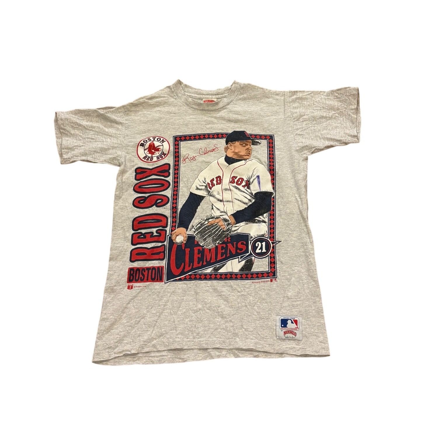 Vintage 1991 Nutmeg Boston Red Sox Roger Clemens Double Side