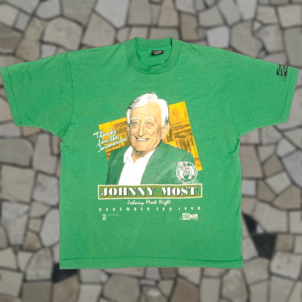 Vintage Nba Boston Celtics Johnny Most Screen Stars Tee Shirt 1990 Large Made In Usa Shirt M Hoodie, Sweatshirt