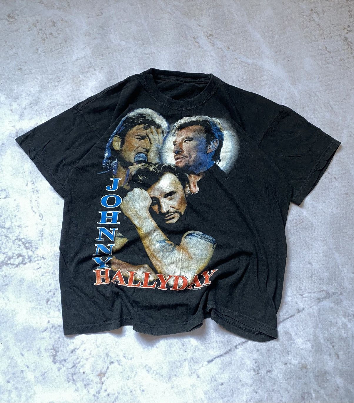 Vintage Johnny Hallyday 2002 French Rock Airstream Trailer Tee Hoodie, Sweatshirt | FlexRushtees.com