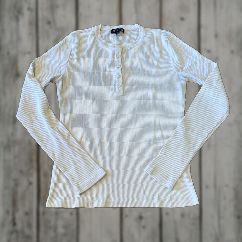Crew J Crew Women S Henley T Shirt Size S Cream Ivory Ribbed Nwot