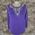Factory The Quacker Factory Sweater Womens 1x Purple Embellished Beaded Long Sleeve Festive