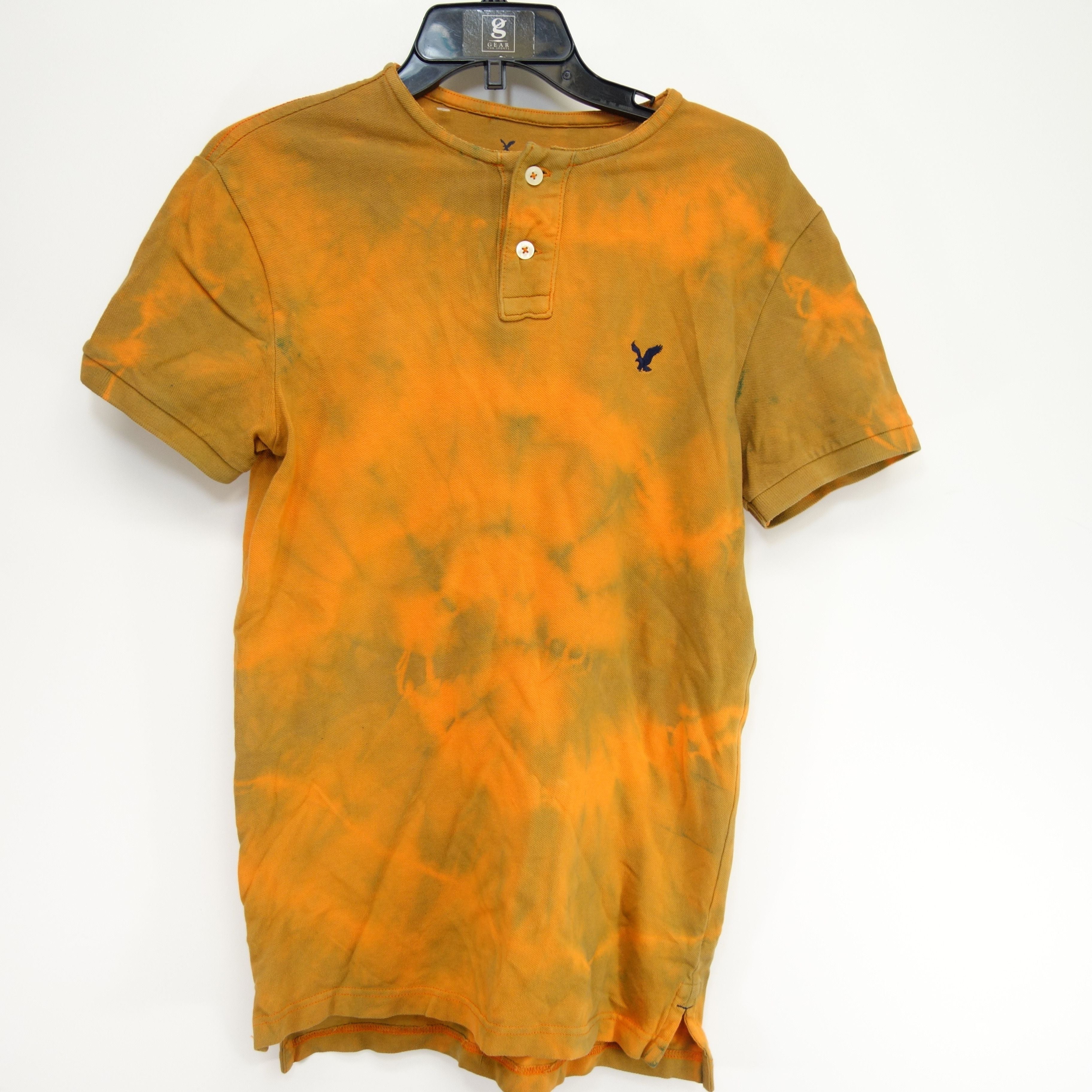 American Eagle Outfitters 90 S Retrowave Tie Dye Trippy Logo Festival Henley Tee S
