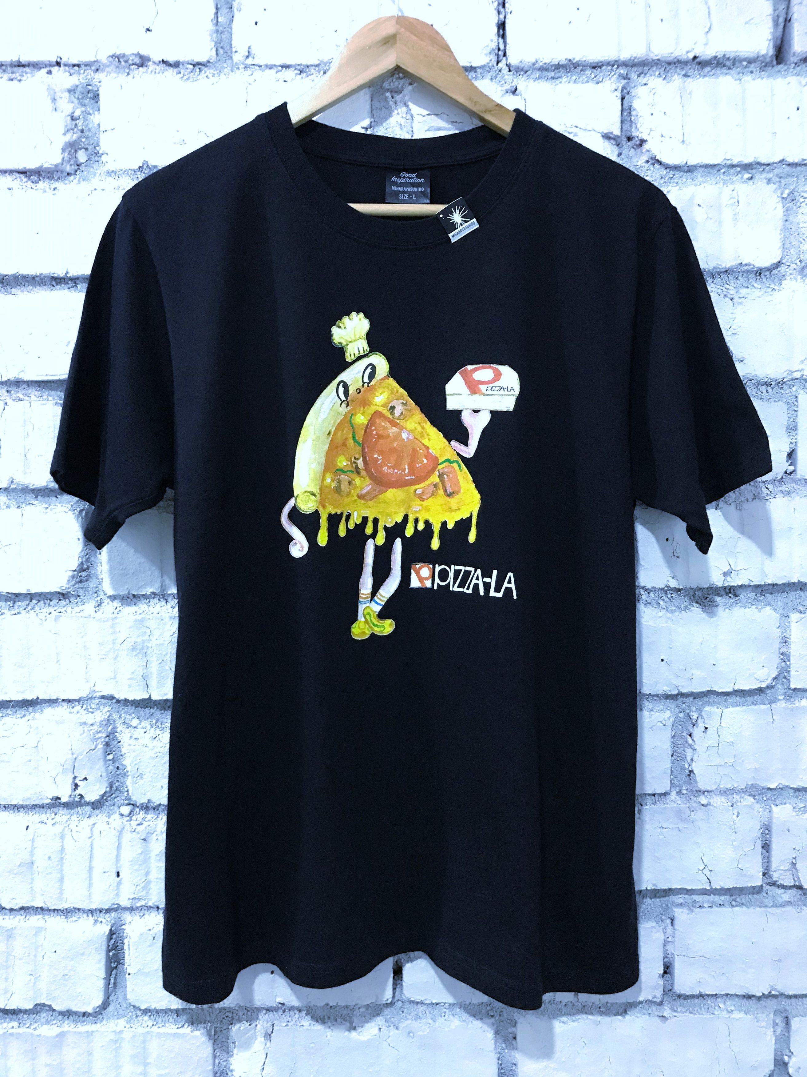Maison Mihara Yasuhiro Pizza La Black T Shirt Hoodie, Sweatshirt | FlexRushtees.com