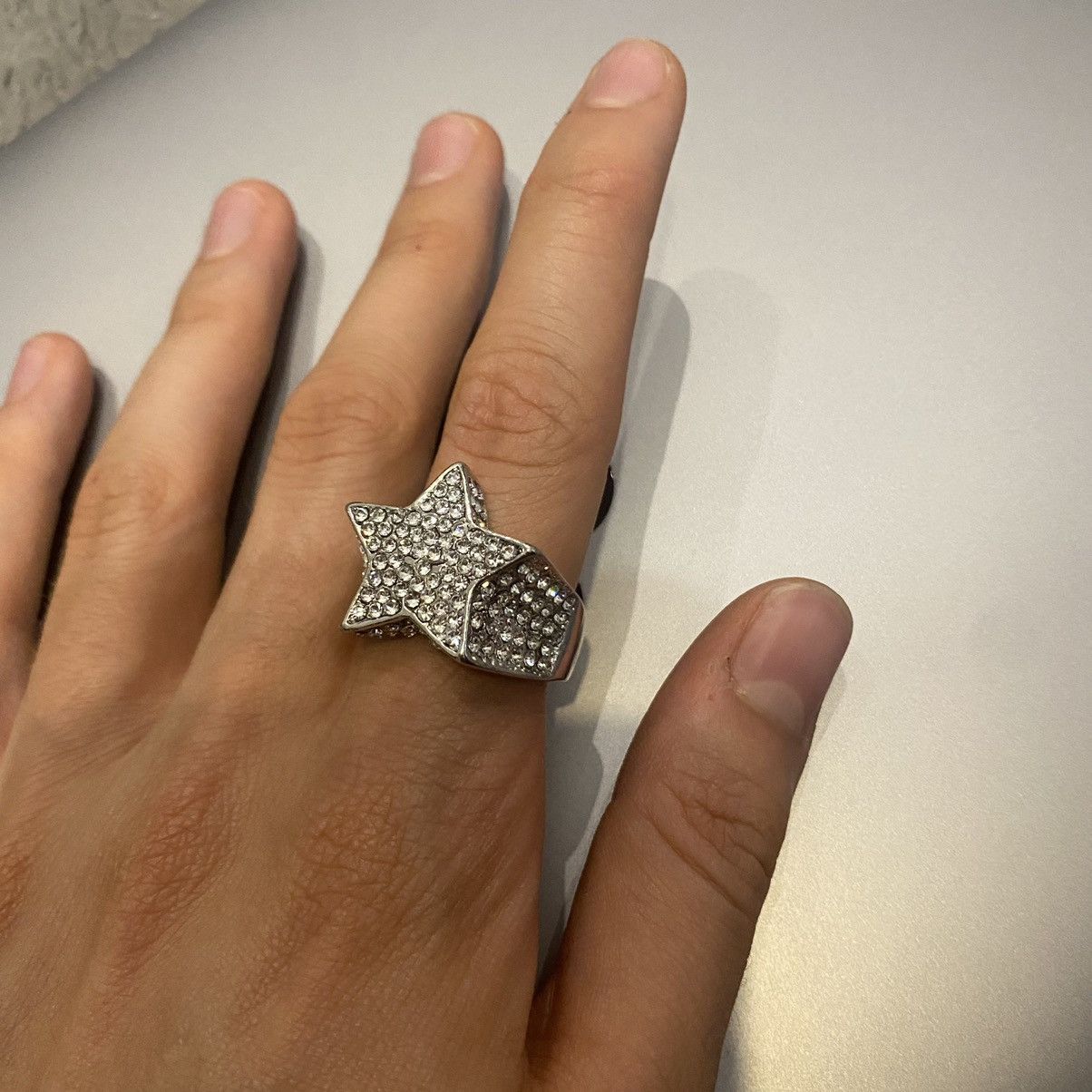 Vintage Cristal Silver Shining Very Rare Grail Ring Size 9