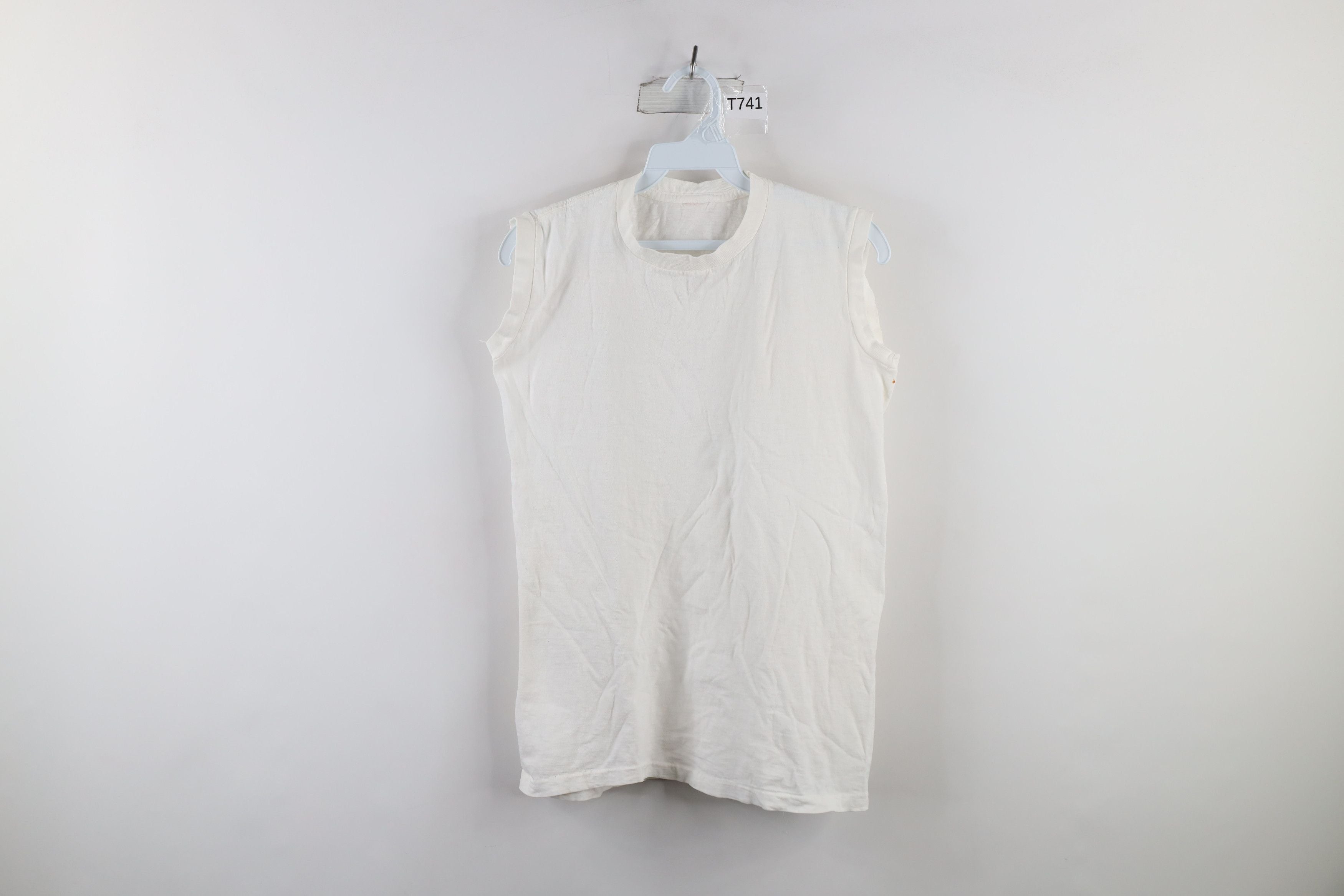 Vintage 50s 60s Streetwear Blank Muscle T Shirt White Usa