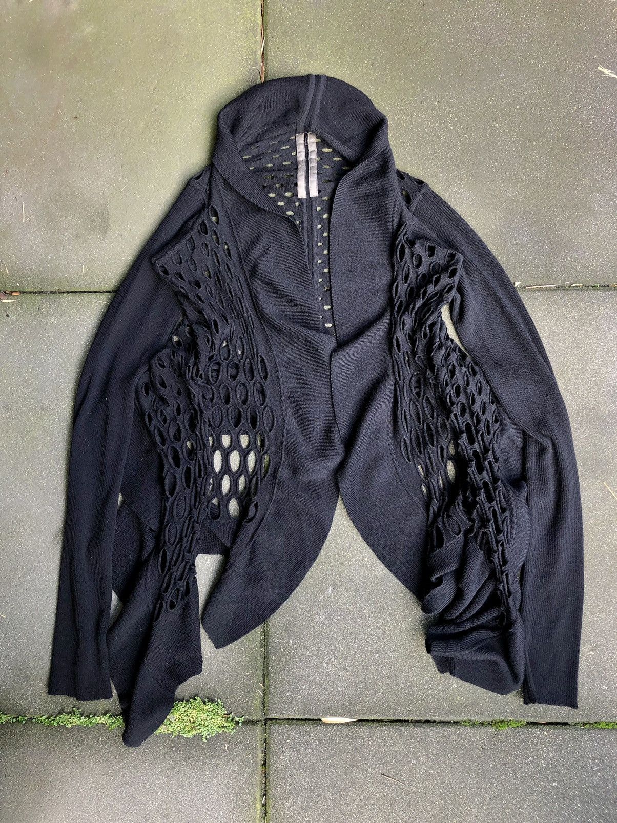 Owens Rick Owens Ss08 Creatch Cut Out Mesh Fishnet Cardigan Knit