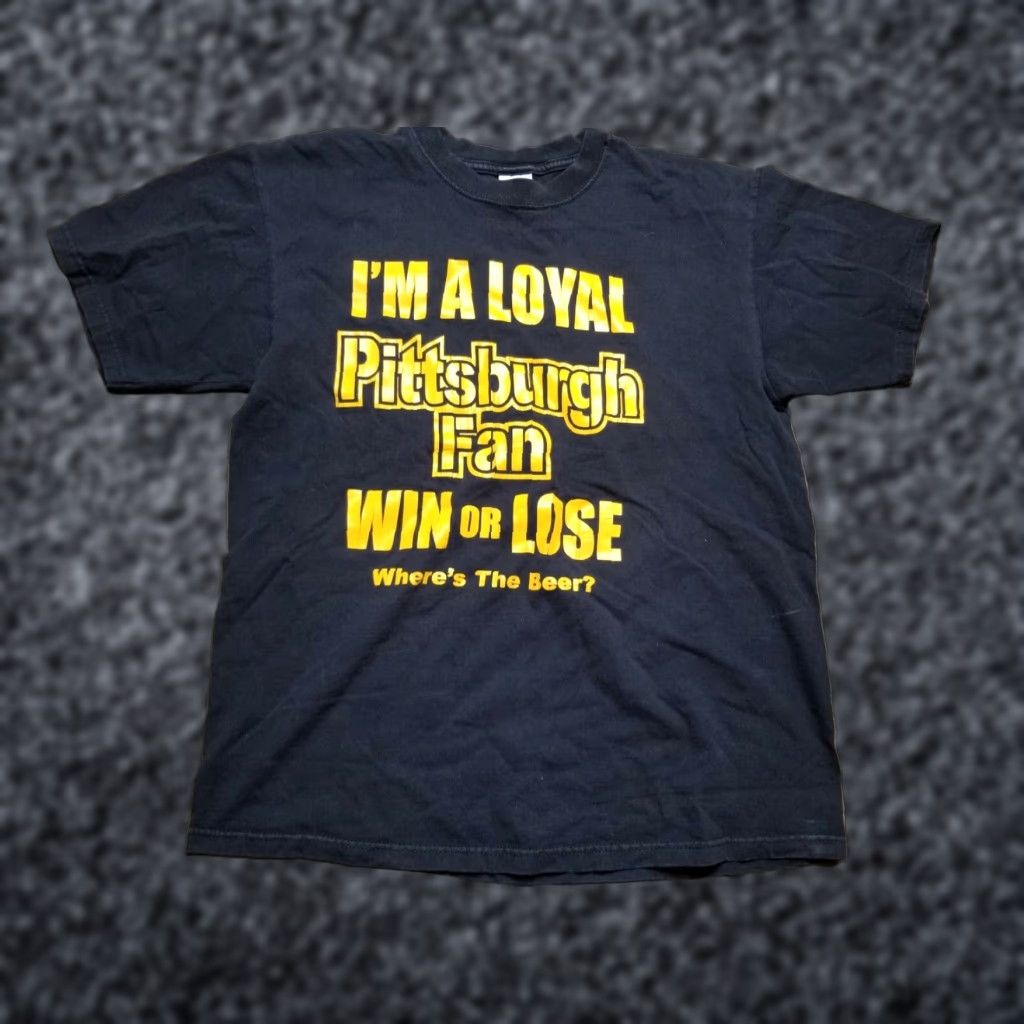 Anvil Vintage Pittsburg Steelers Funny Fan Win Or Lose Beer T Shirt Distressed Mens L Multicolor Cot