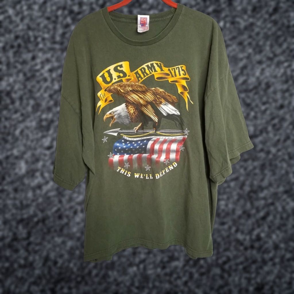 Vintage Bayside Retro Us Army 1775 T Shirt This We Ll Defend Eagle Green 3xl Mens Shirt Graphic Tee Hoodie, Sweatshirt