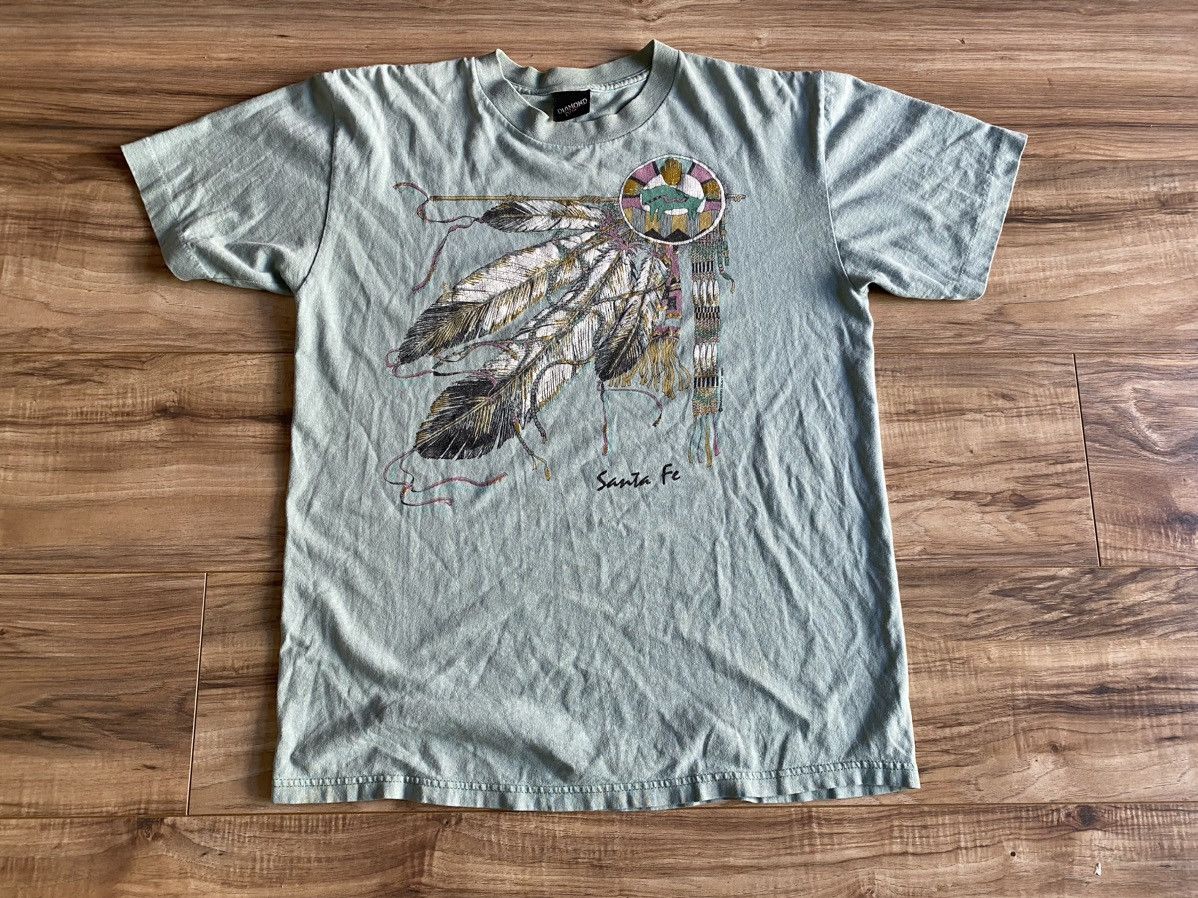Vintage 80 S Aztec Feathers T Shirt Americana