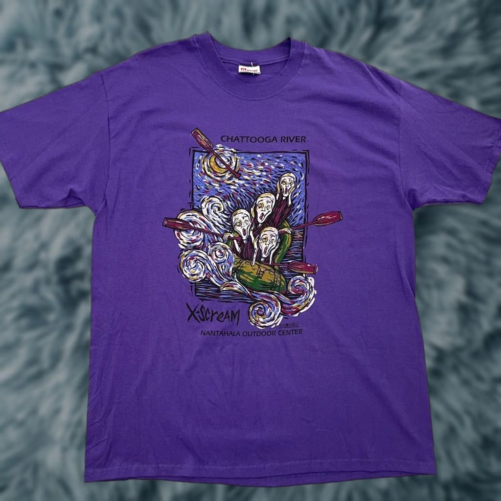 Vintage Hanes Heavyweight The Scream Shirt Xl Purple Graphic Print 90s Psychedelic Mens