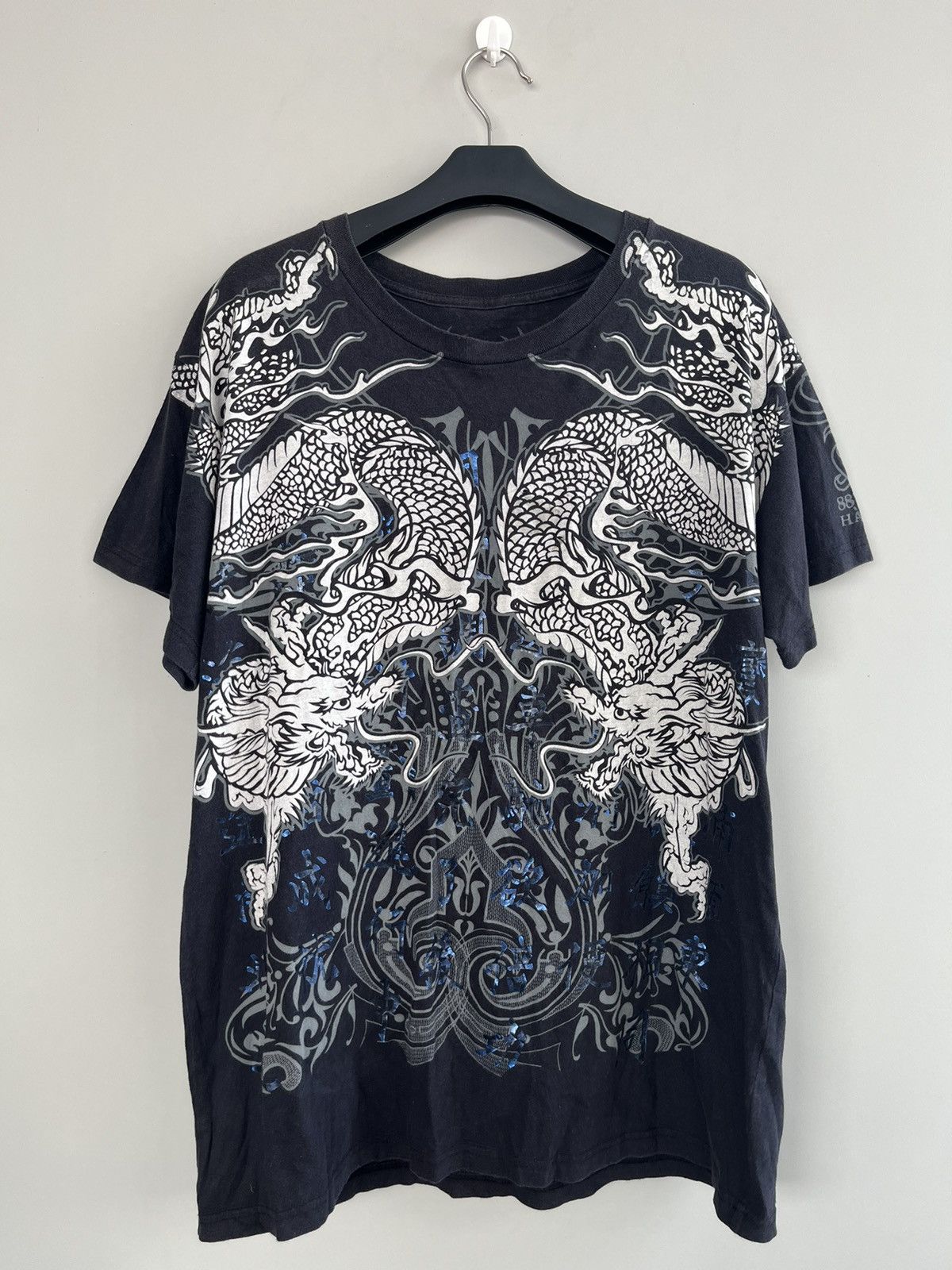 Japanese Brand X Le Grande Bleu L G B Japanese 88 Tees Dragon Tribal Kanji Aop T S