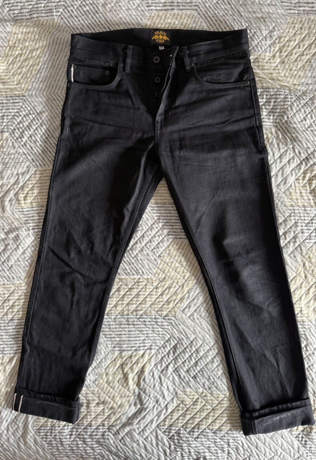 Star Selvage Brave Star Slim Straight 16 5oz Double Black 33x36