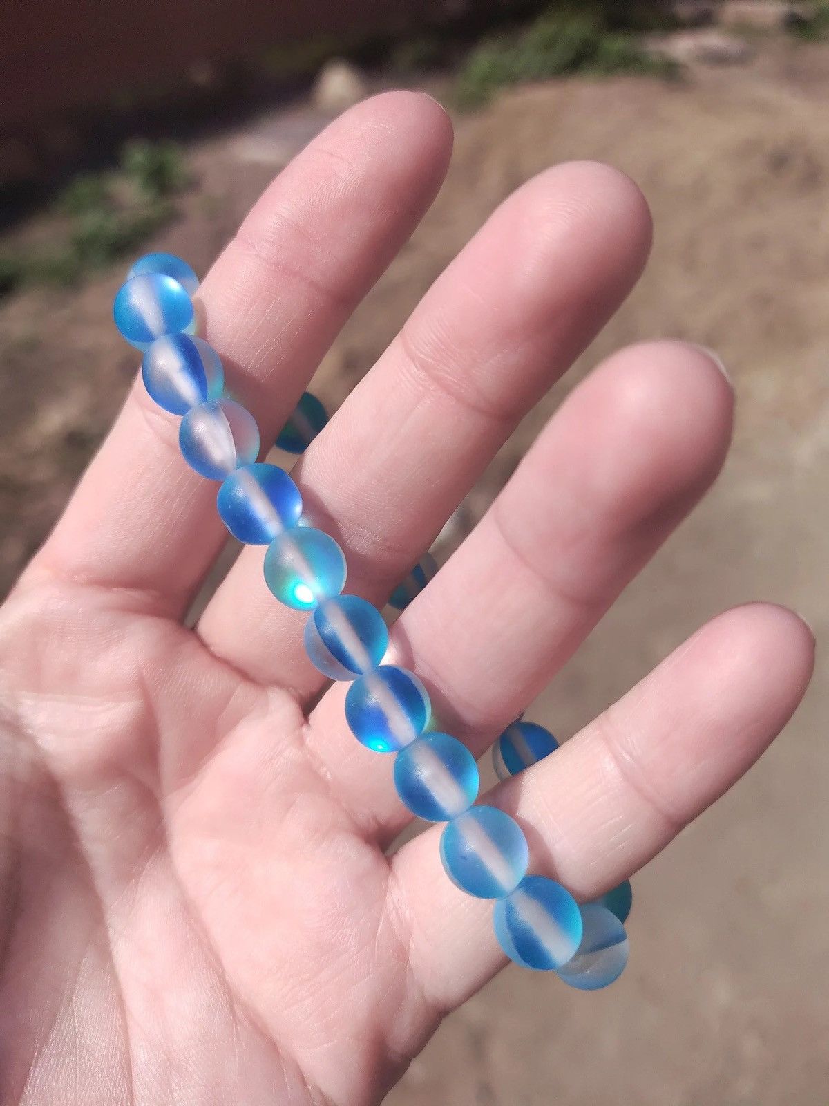 Other 8mm Blue Shining Moonstone Beads Bracelet