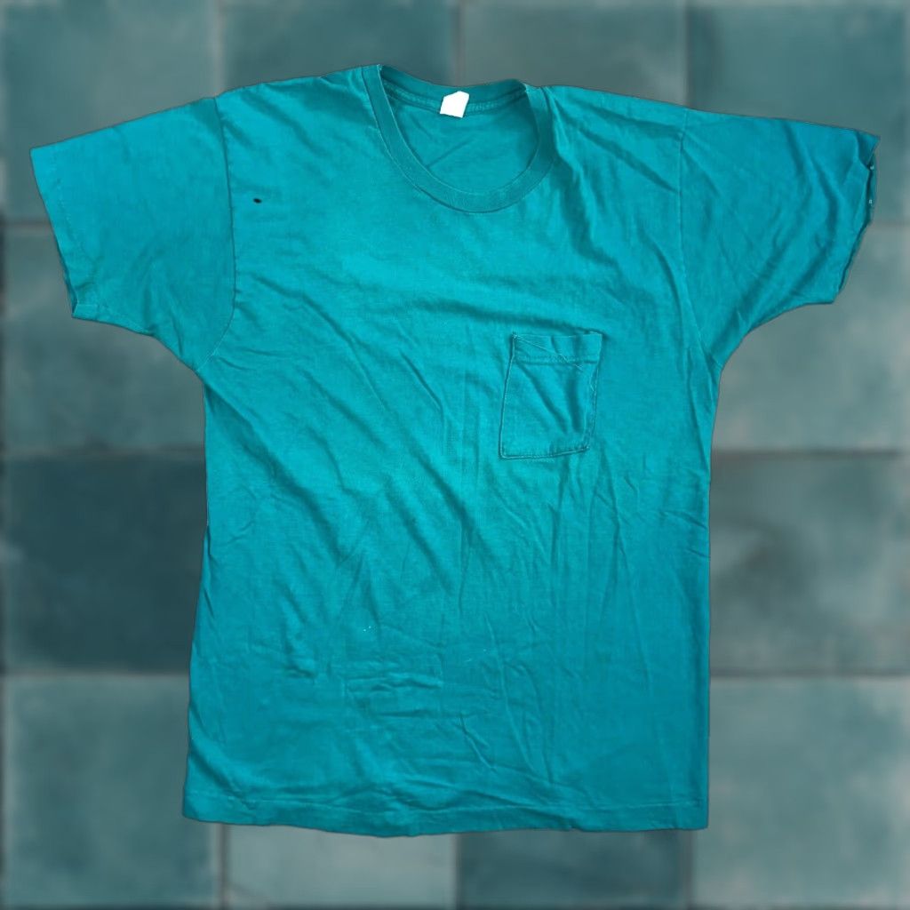 Fruit Of The Loom Vintage Fruit Of The Loom T Shirt 60s Green Blue Short Sleeve Crew Neck L Mens