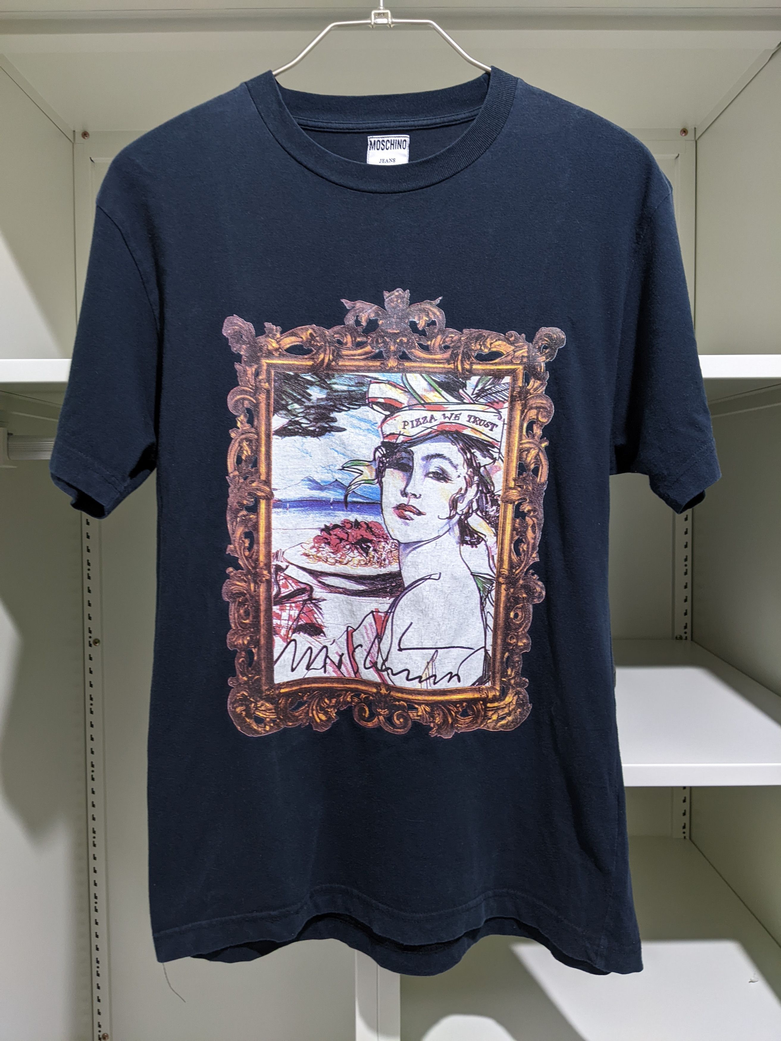 Vintage Moschino Pizza We Trust T-Shirts, Hoodie, Sweatshirt | FlexRushtees.com