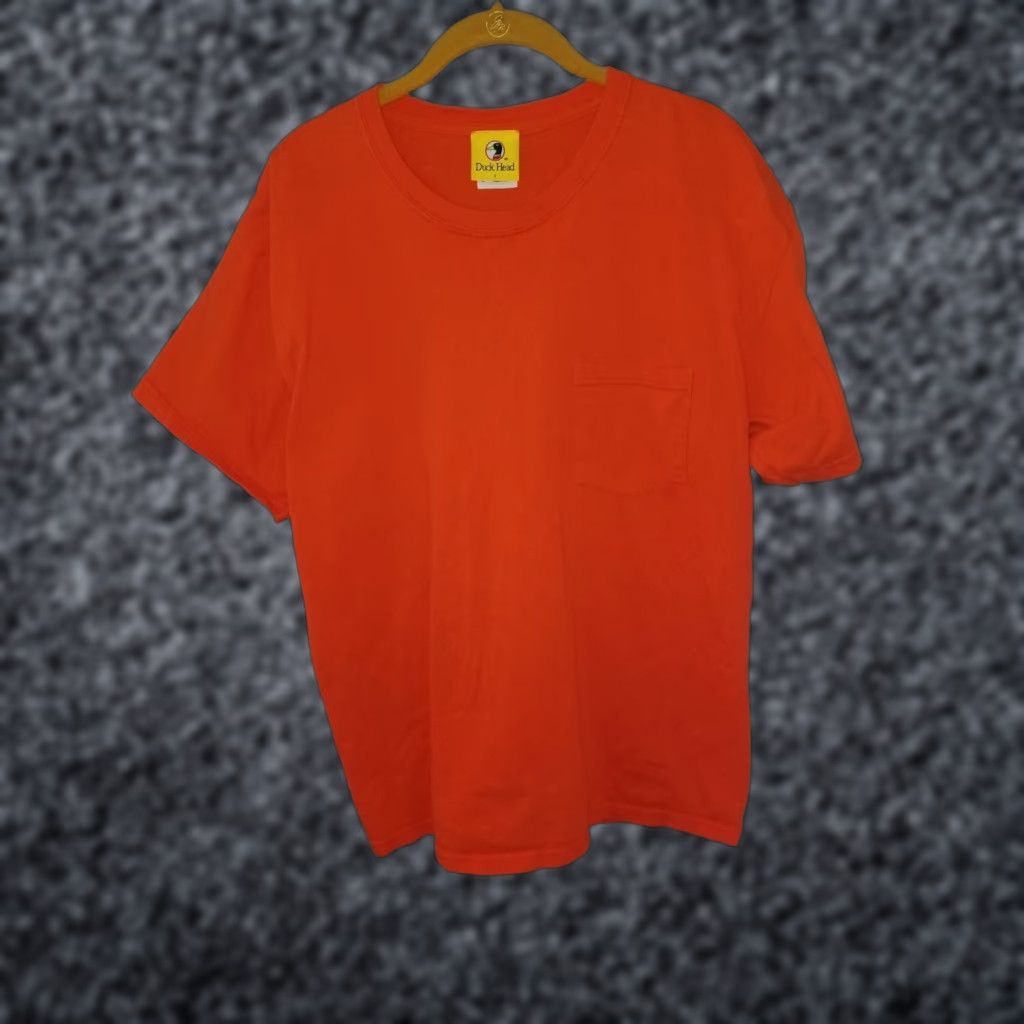 Vintage Duck Head Shirt Mens L Orange Sportsman Pocket Vintage 60s 70s Logo Crew Neck Cotton Short S