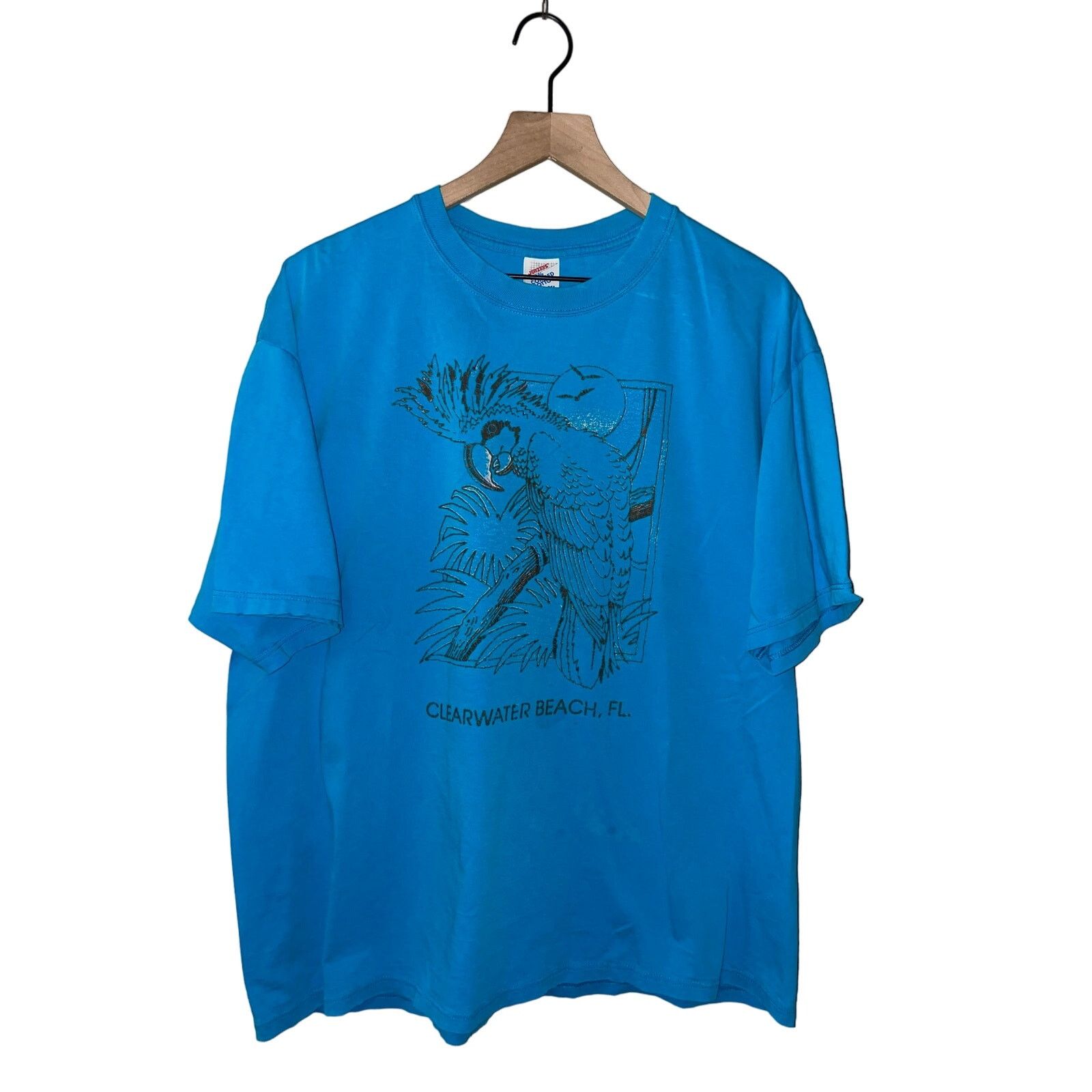 Jerzees Vintage Clearwater Beach Shirt Florida Bird Blue Tee Xl 90s
