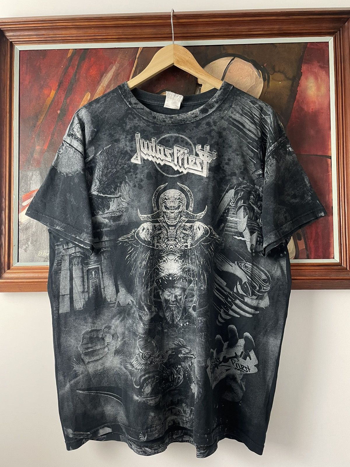 Vintage Y2k Fullprint Judas Priest Band Rock Tee Rare Hype Hoodie, Sweatshirt | FlexRushtees.com