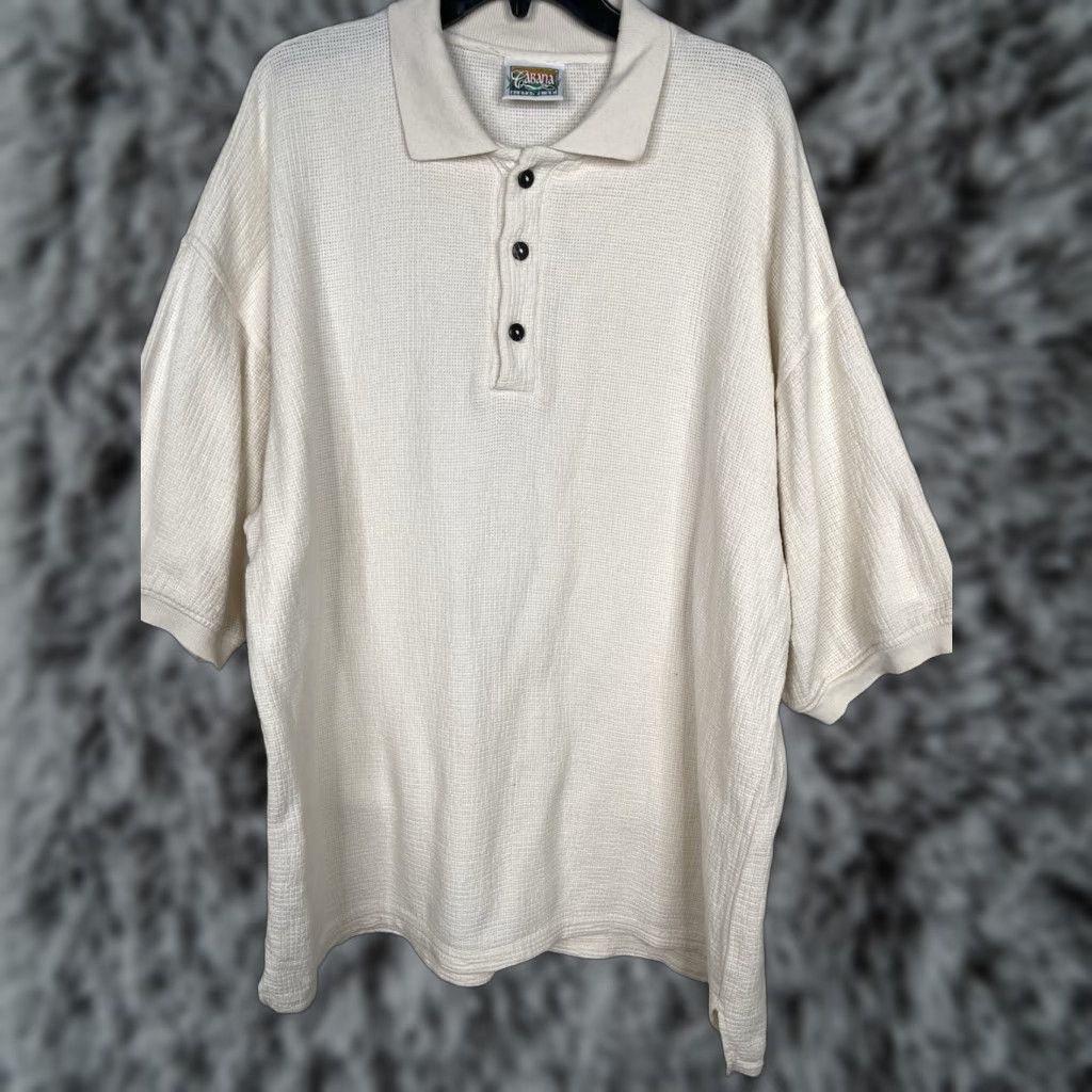 Vintage 90s Cabana Clothing Company Beach Shirt Mens Cotton Terry Cloth Summer 3xl White Haw