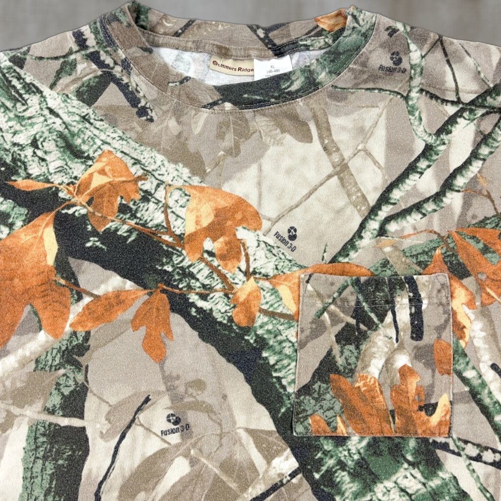 Vintage Outfitters Ridge T Shirt Mens Xl Camouflage Crew Neck Short Sleeve Pocket 3d Logo 90