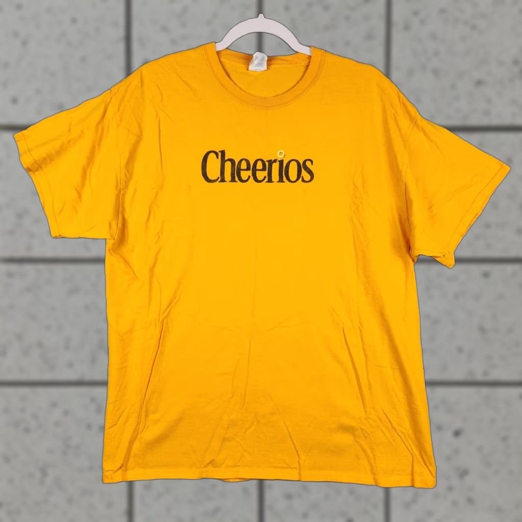 Port Company Vintage Cheerios Cereal Shirt Mens Xl Yellow Graphic Tee Junk Food Breakfast Y2k Hoodie, Sweatshirt