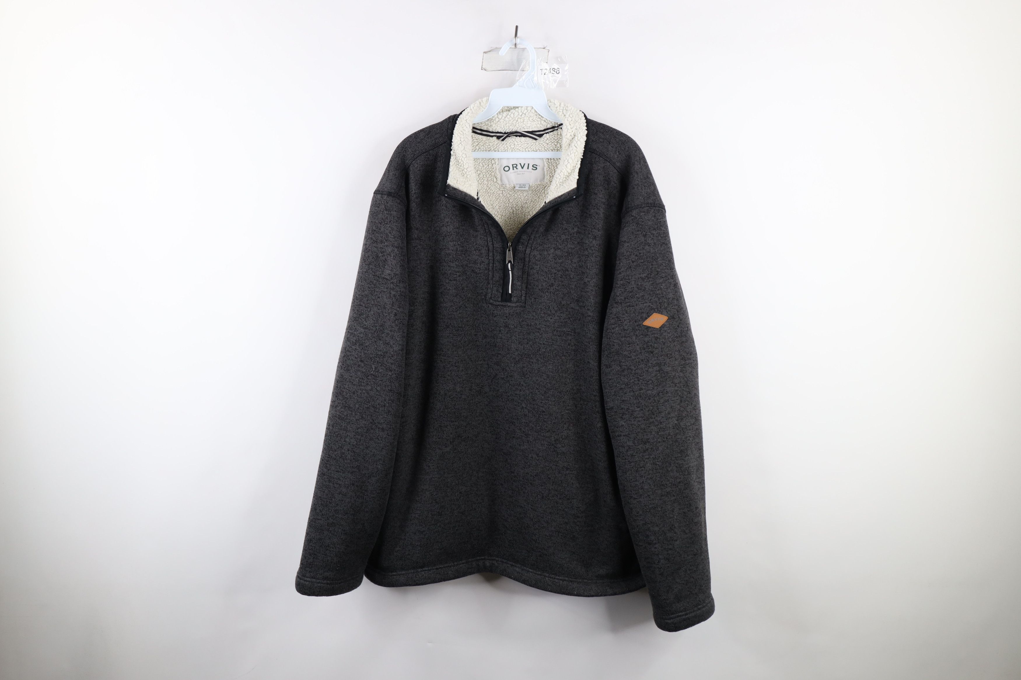 Vintage Orvis Deep Pile Fleece Lined Knit Half Zip Sweater