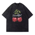 Vintage Cherry Print Bleachd Tee Hoodie, Sweatshirt | FlexRushtees.com