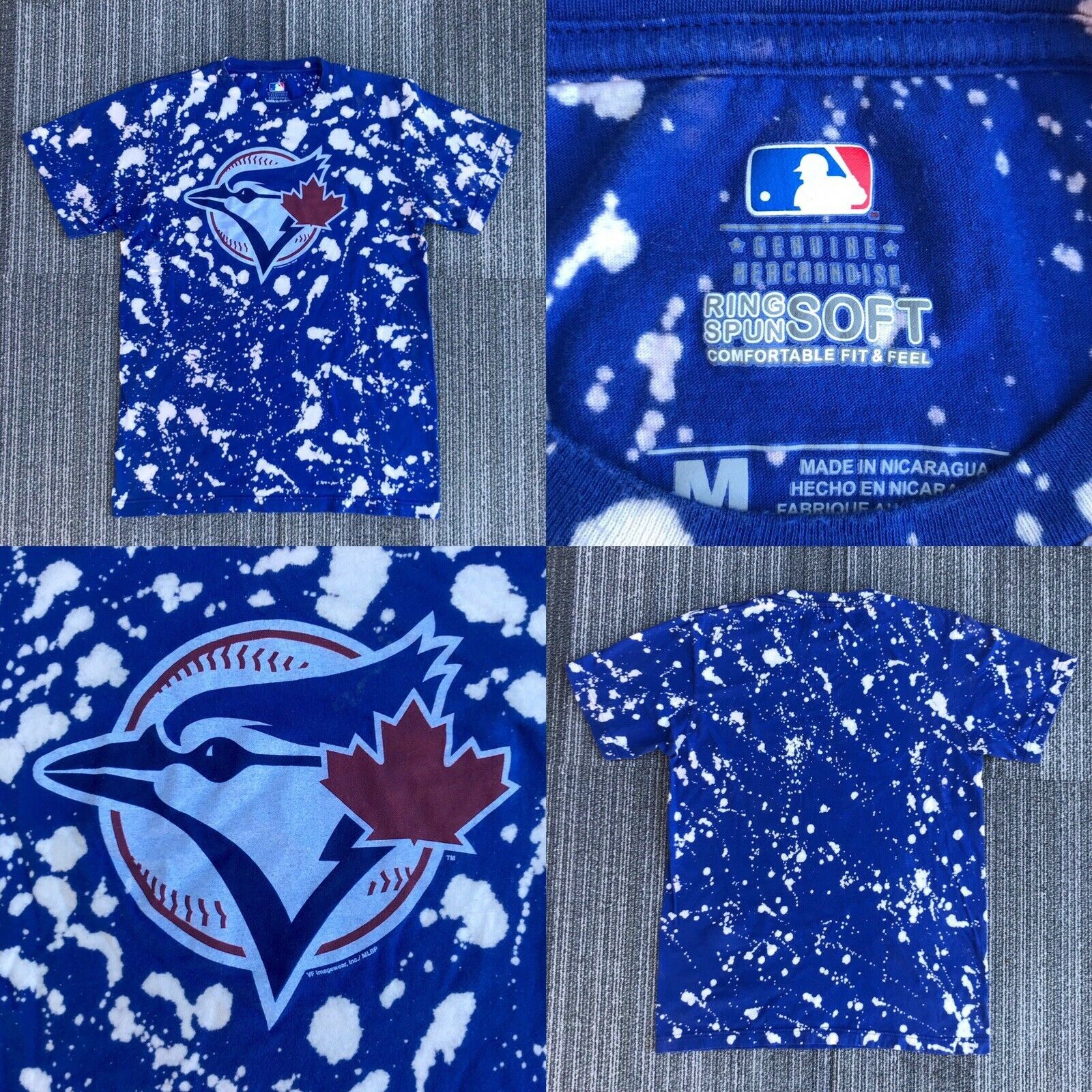 Custom Bleached Mlb Genuine Merchandise Toronto Blue Jays Baseball T Shirt Mens Size M Medium Hoodie, Sweatshirt