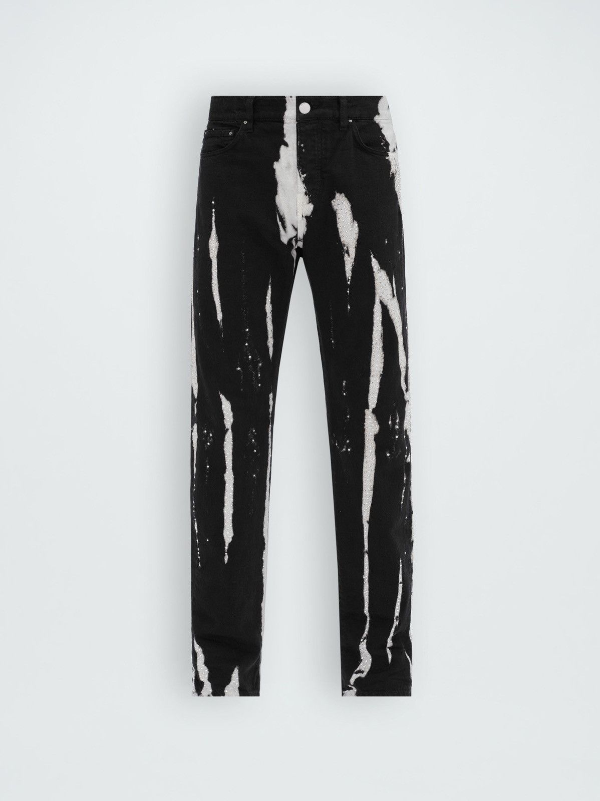 Amiri Crystal Bleached Dye Straight Leg Embellished Jean