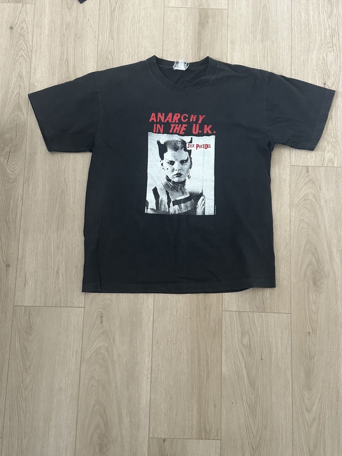 Vintage Sex Pistols Big Print Logo Band T Shirt In Black Hoodie, Sweatshirt | FlexRushtees.com