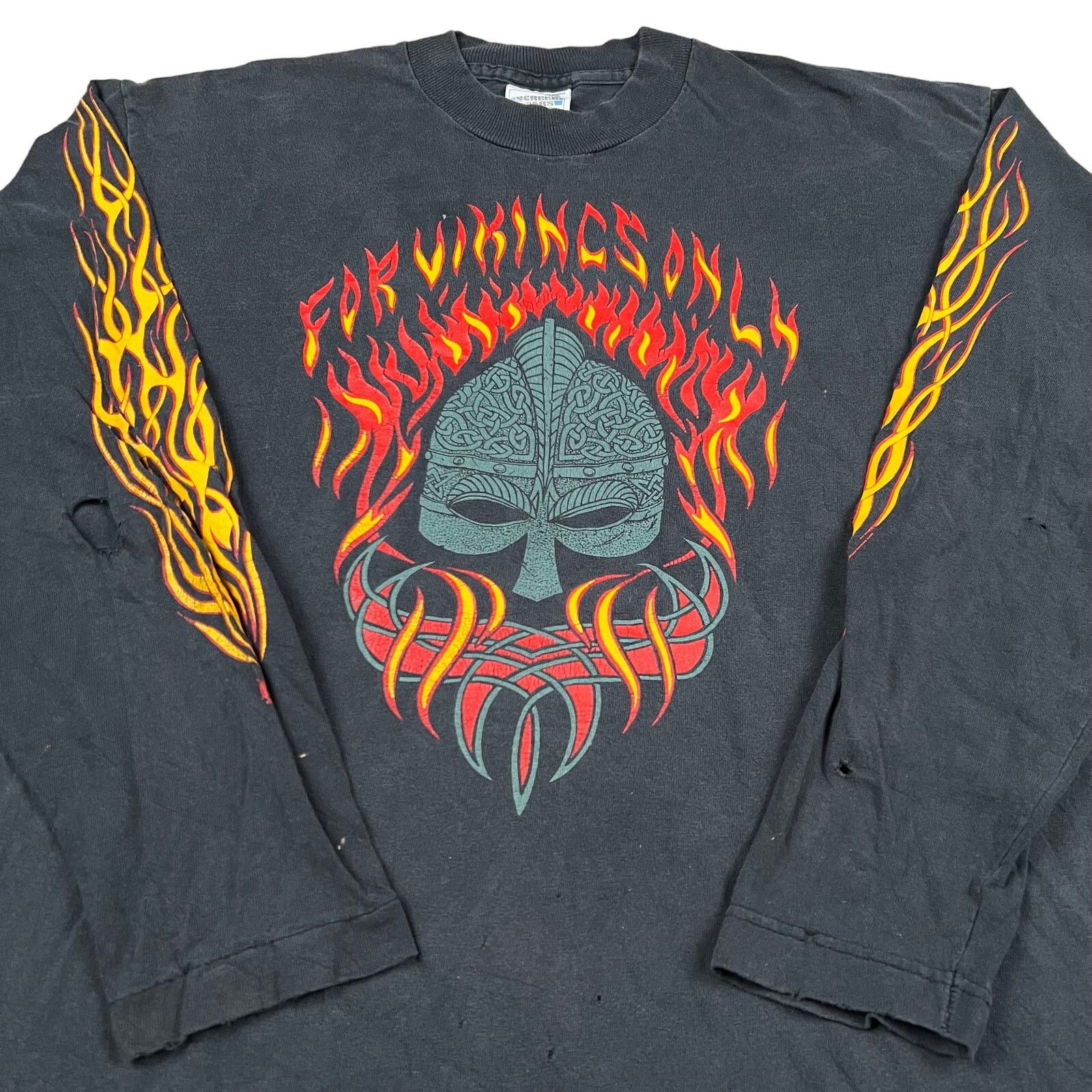 Vintage Vikings Only Screen Stars Flame Long Sleeve Shirt